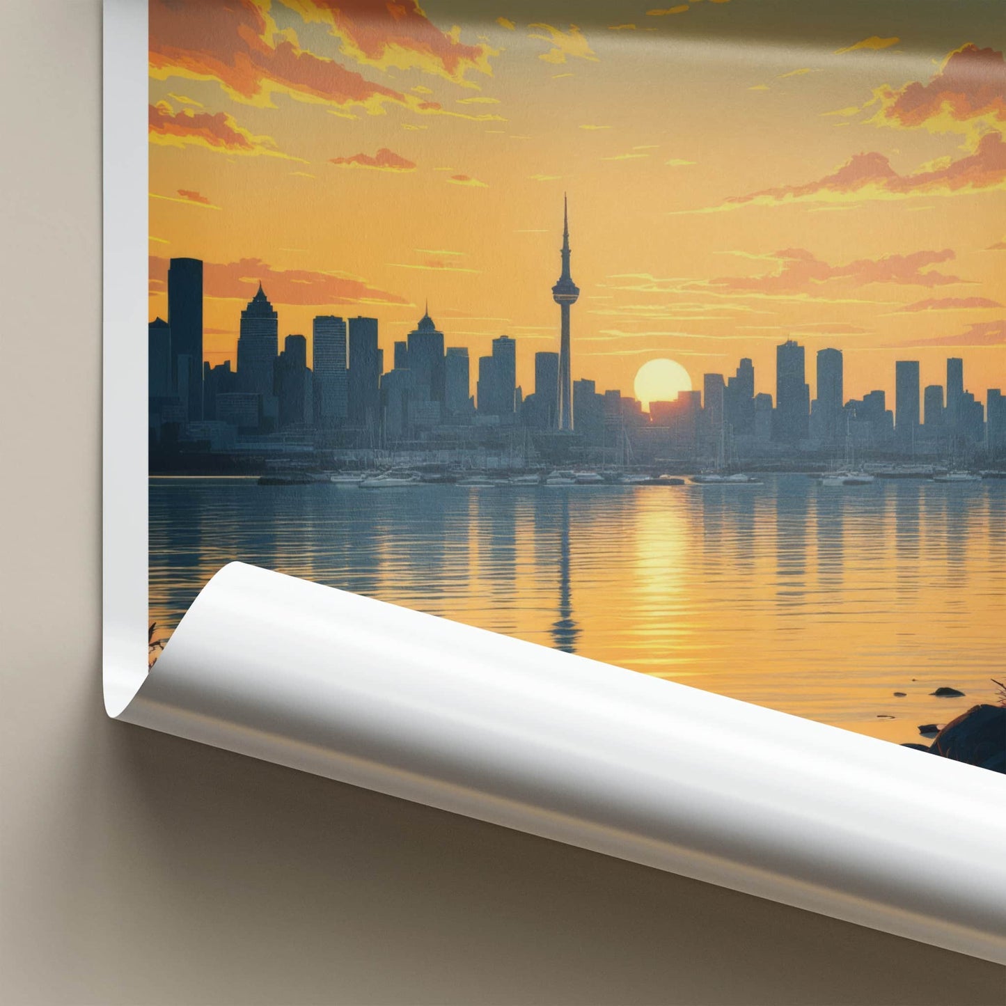 Auckland Poster - New Zealand Travel Art - Sunset City Skyline Home Decor