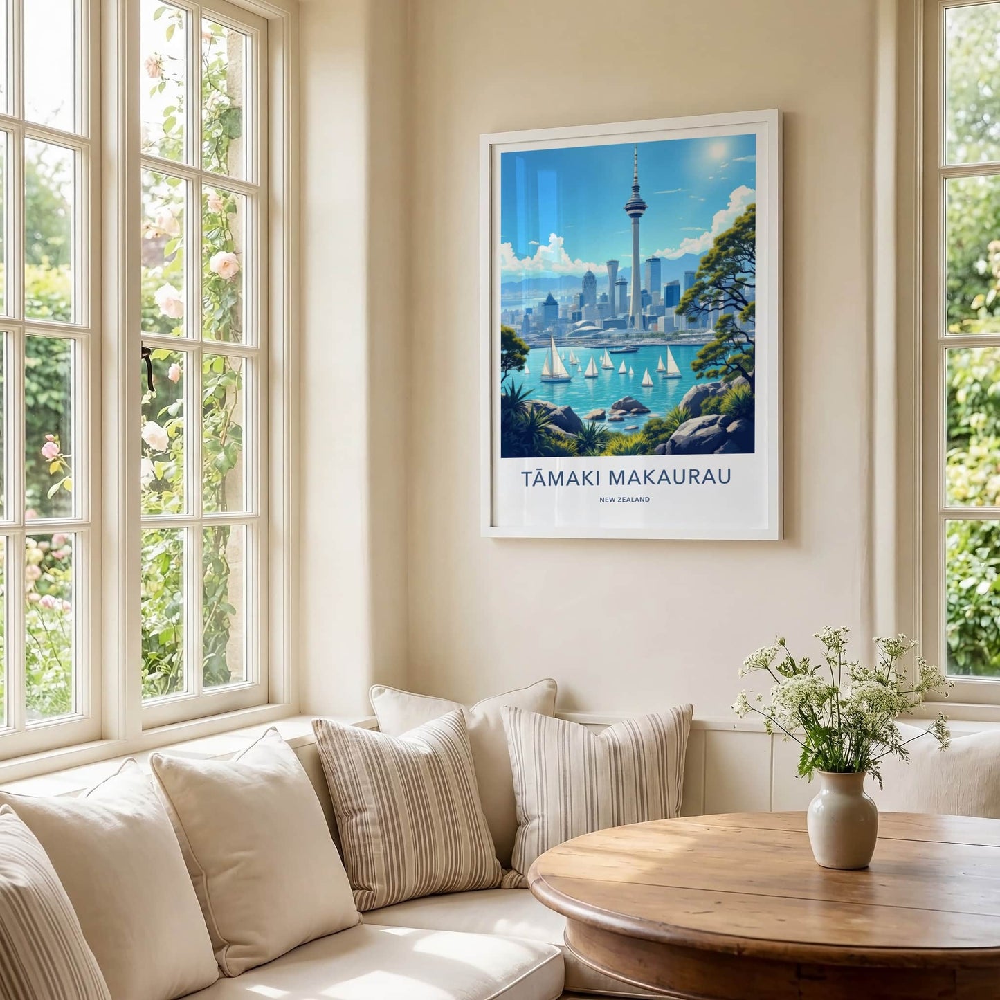 Auckland Poster - New Zealand Travel Print - Sky Tower Waterfront City Home Decor