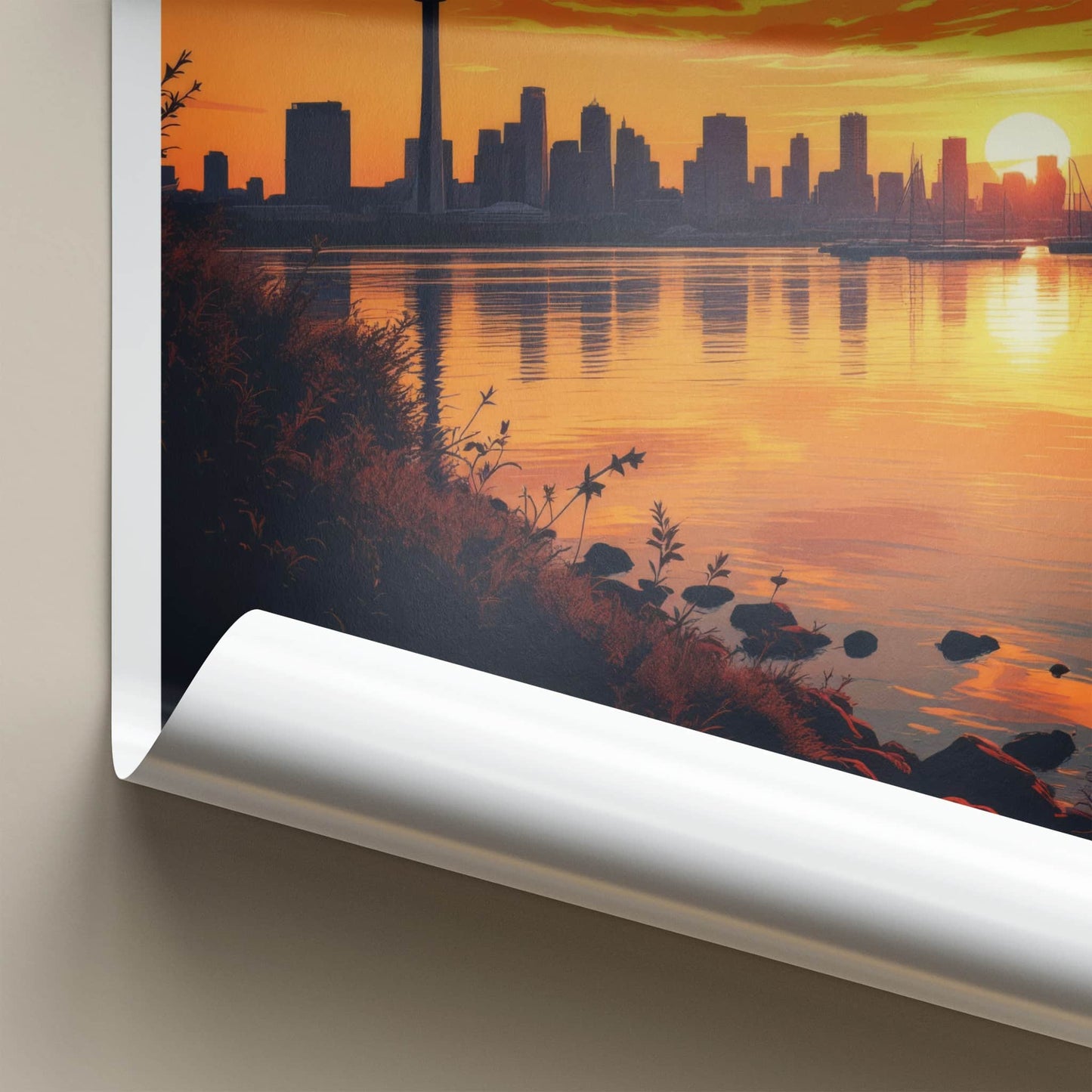Auckland Poster - New Zealand Travel Print - Sunset City Reflections Wall Decor