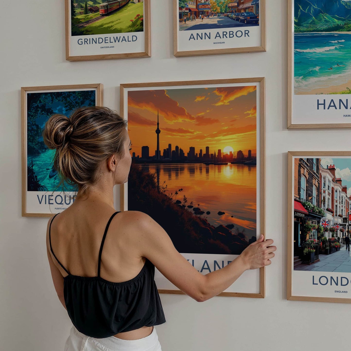 Auckland Poster - New Zealand Travel Print - Sunset City Reflections Wall Decor