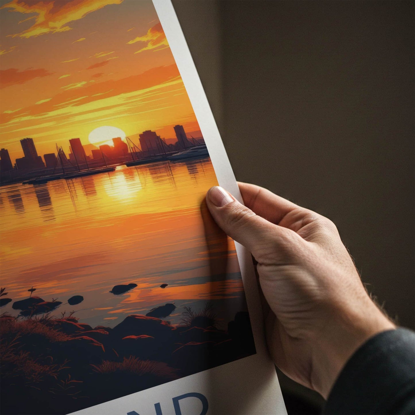 Auckland Poster - New Zealand Travel Print - Sunset City Reflections Wall Decor