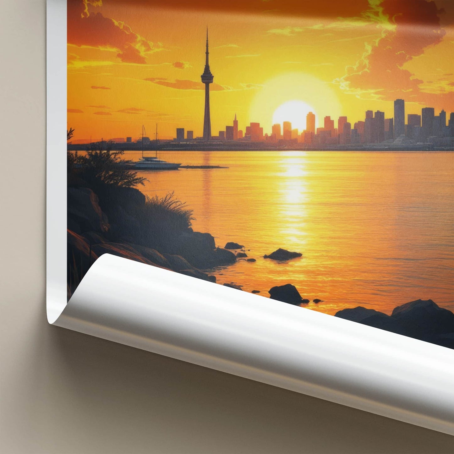 Auckland Poster - New Zealand Wall Art - Radiant Tower Sunset Home Decor
