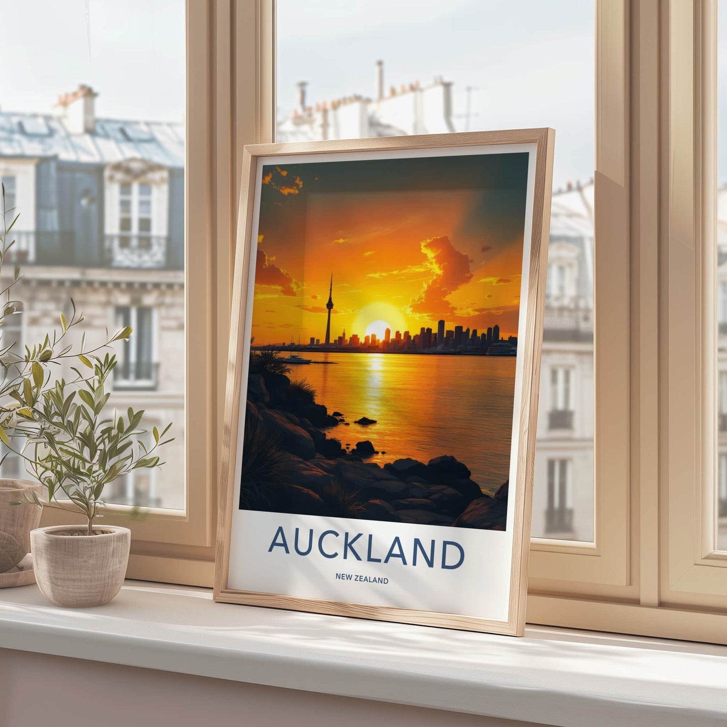 Auckland Poster - New Zealand Wall Art - Radiant Tower Sunset Home Decor