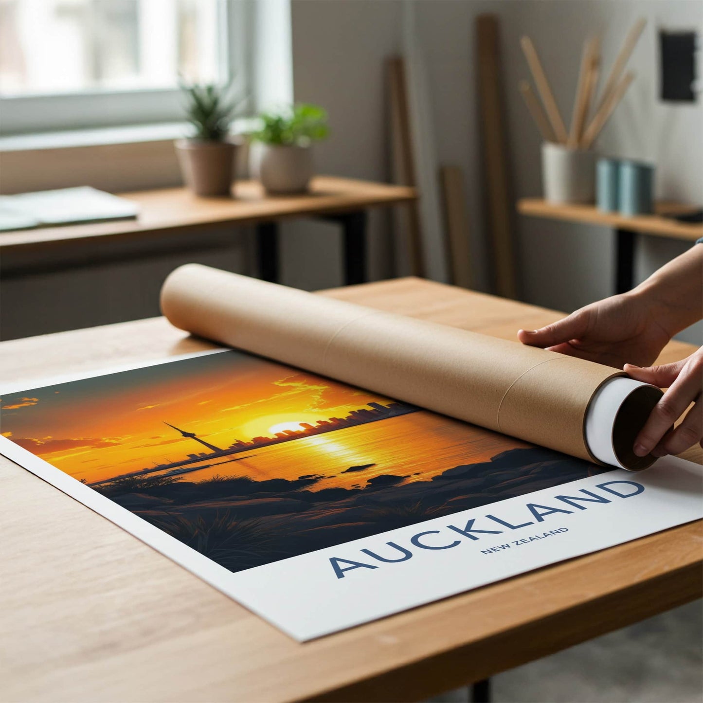 Auckland Poster - New Zealand Wall Art - Radiant Tower Sunset Home Decor