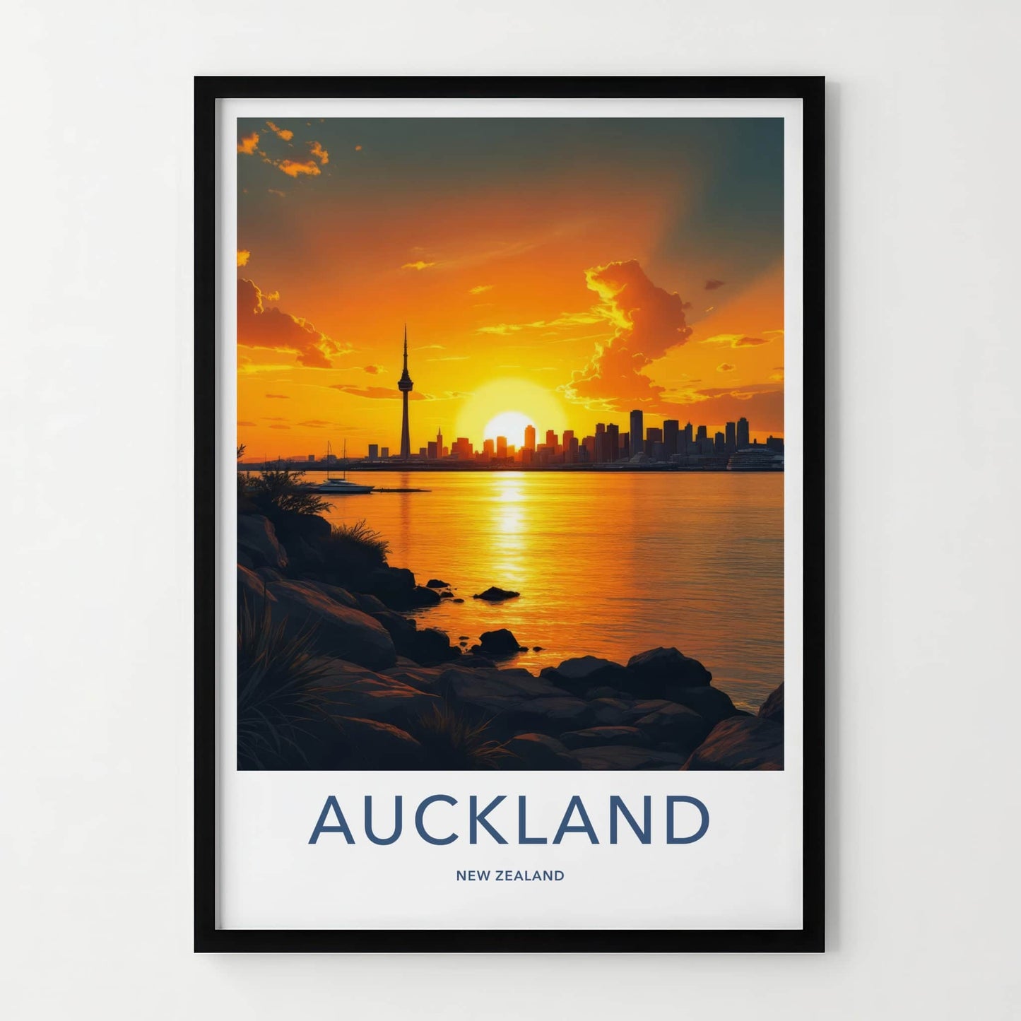 Auckland Poster - New Zealand Wall Art - Radiant Tower Sunset Home Decor