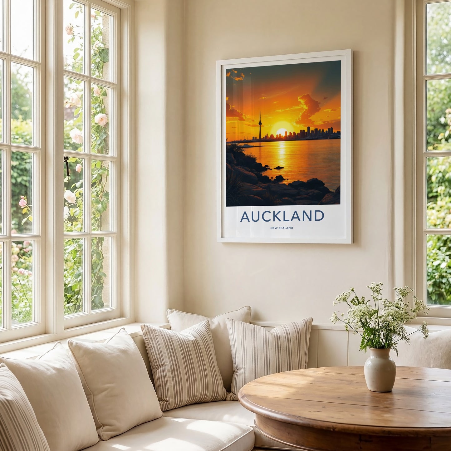 Auckland Poster - New Zealand Wall Art - Radiant Tower Sunset Home Decor