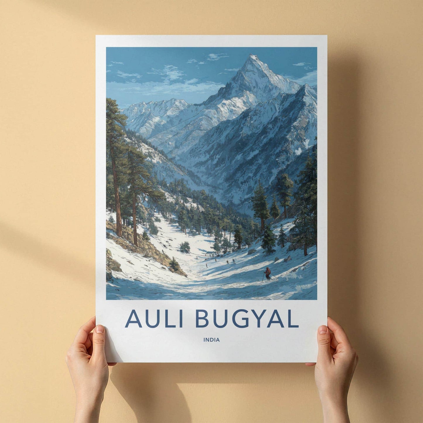 Auli Bugyal Poster - India Travel Print - Snowy Mountain Ski Wall Decor