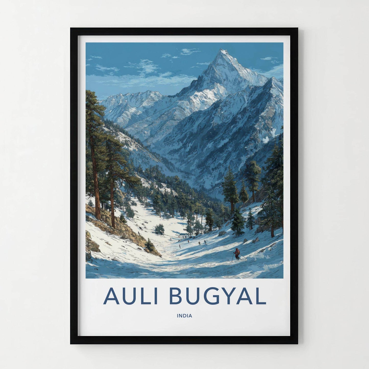 Auli Bugyal Poster - India Travel Print - Snowy Mountain Ski Wall Decor