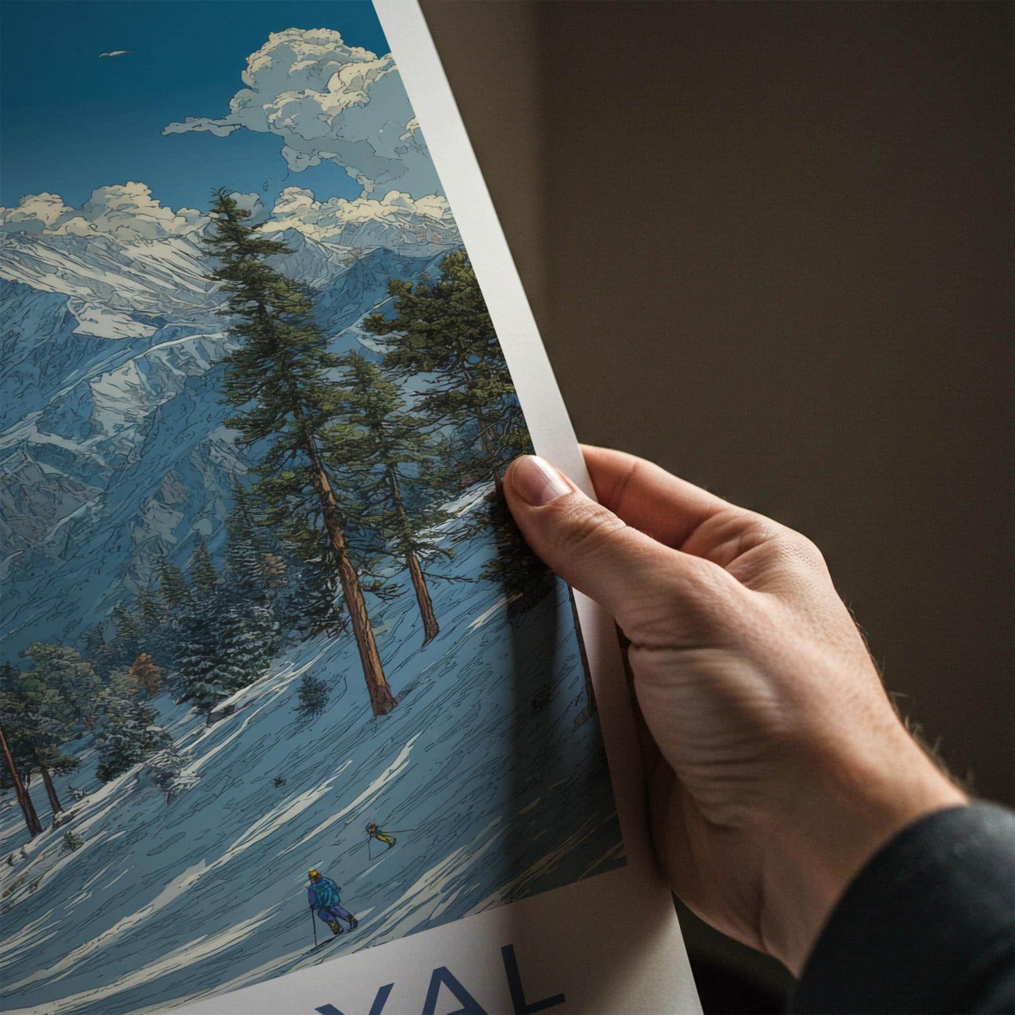 Auli Bugyal Poster - Uttarakhand Travel Art - Snowy Mountain Slope Wall Decor