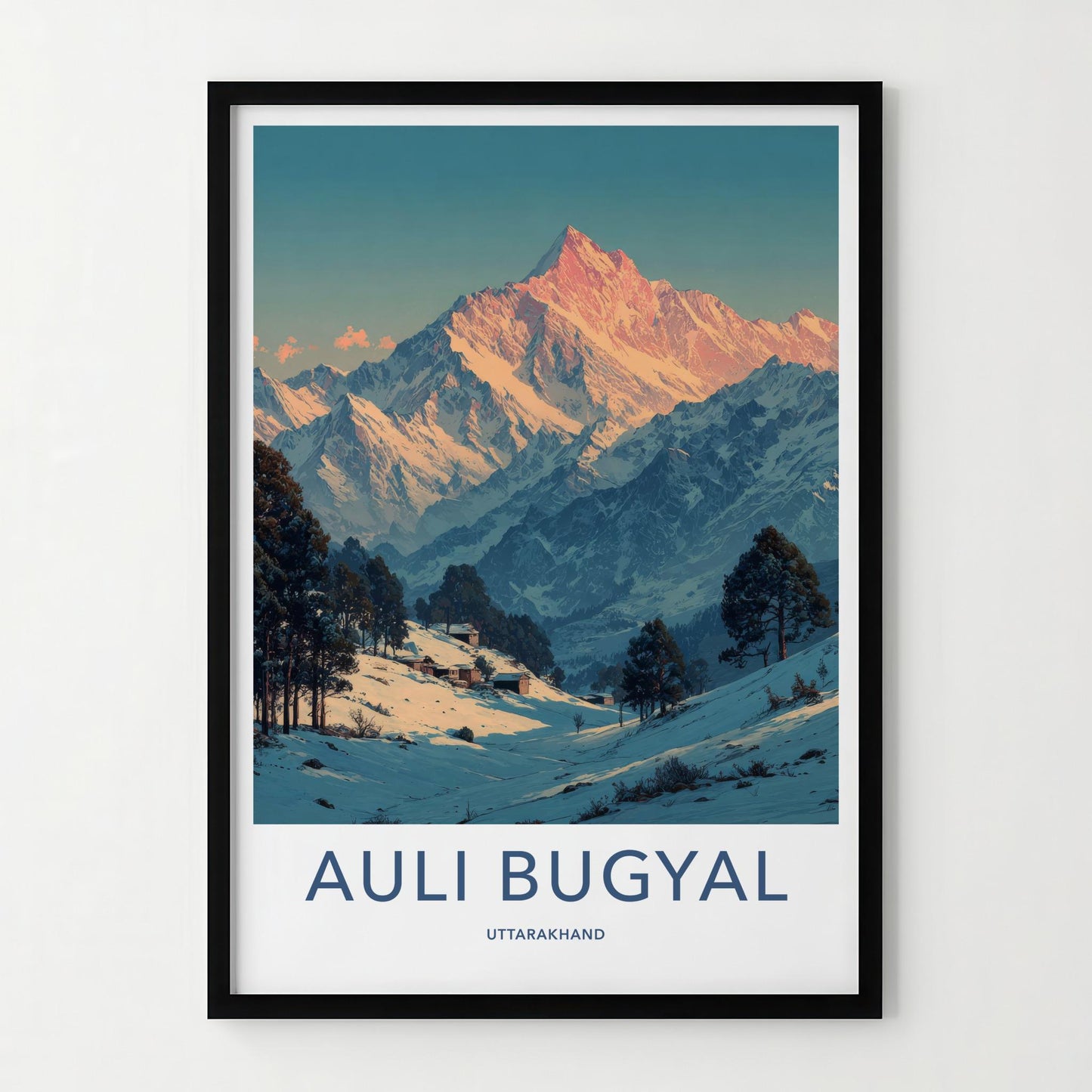 Auli Bugyal Poster - Uttarakhand Travel Art - Snowy Peak View Home Decor
