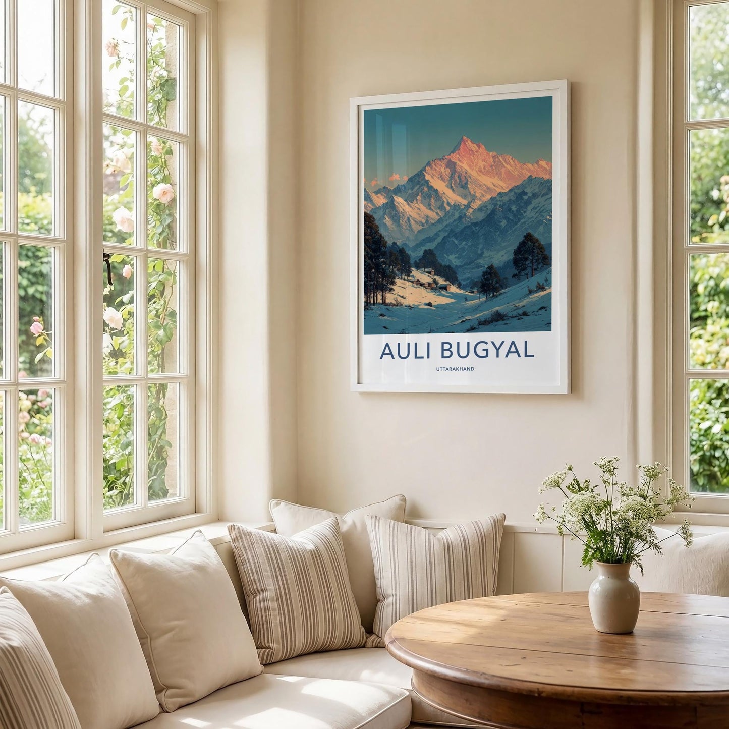 Auli Bugyal Poster - Uttarakhand Travel Art - Snowy Peak View Home Decor