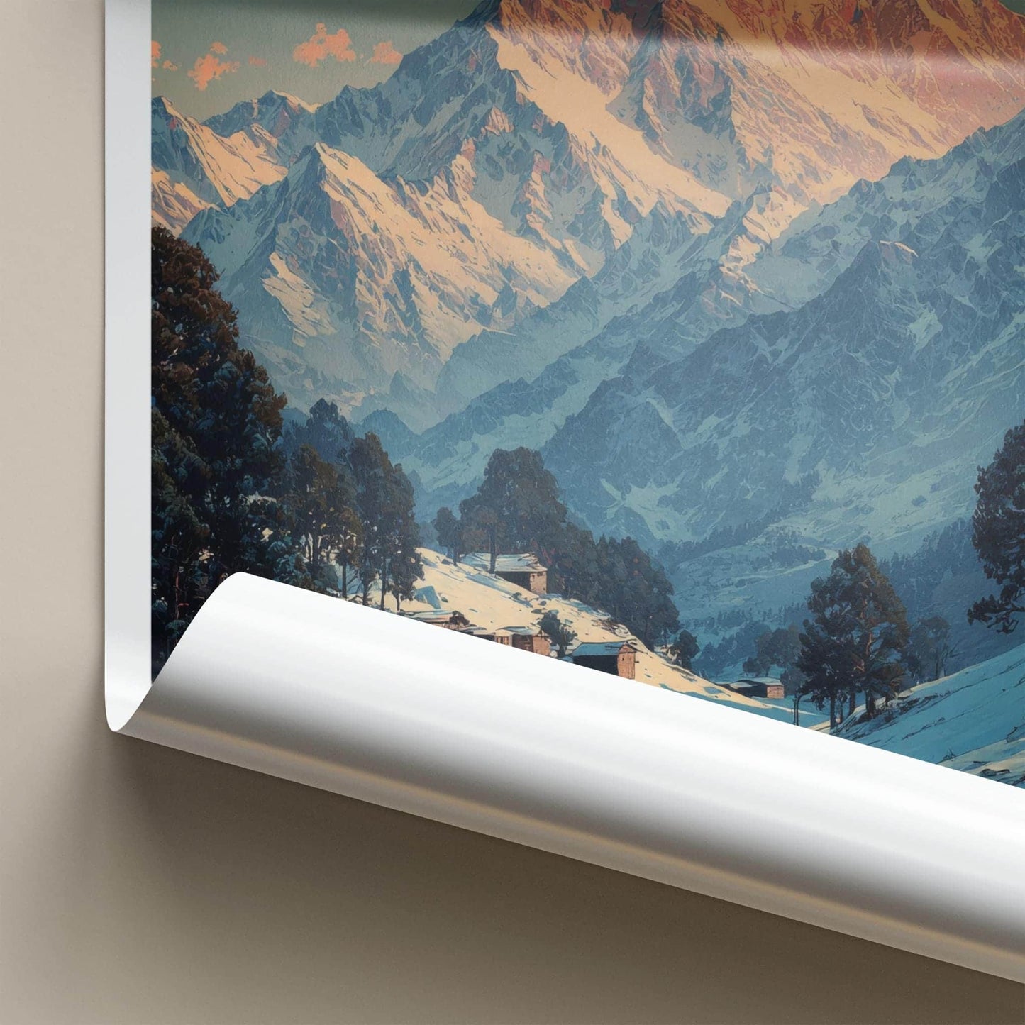 Auli Bugyal Poster - Uttarakhand Travel Art - Snowy Peak View Home Decor