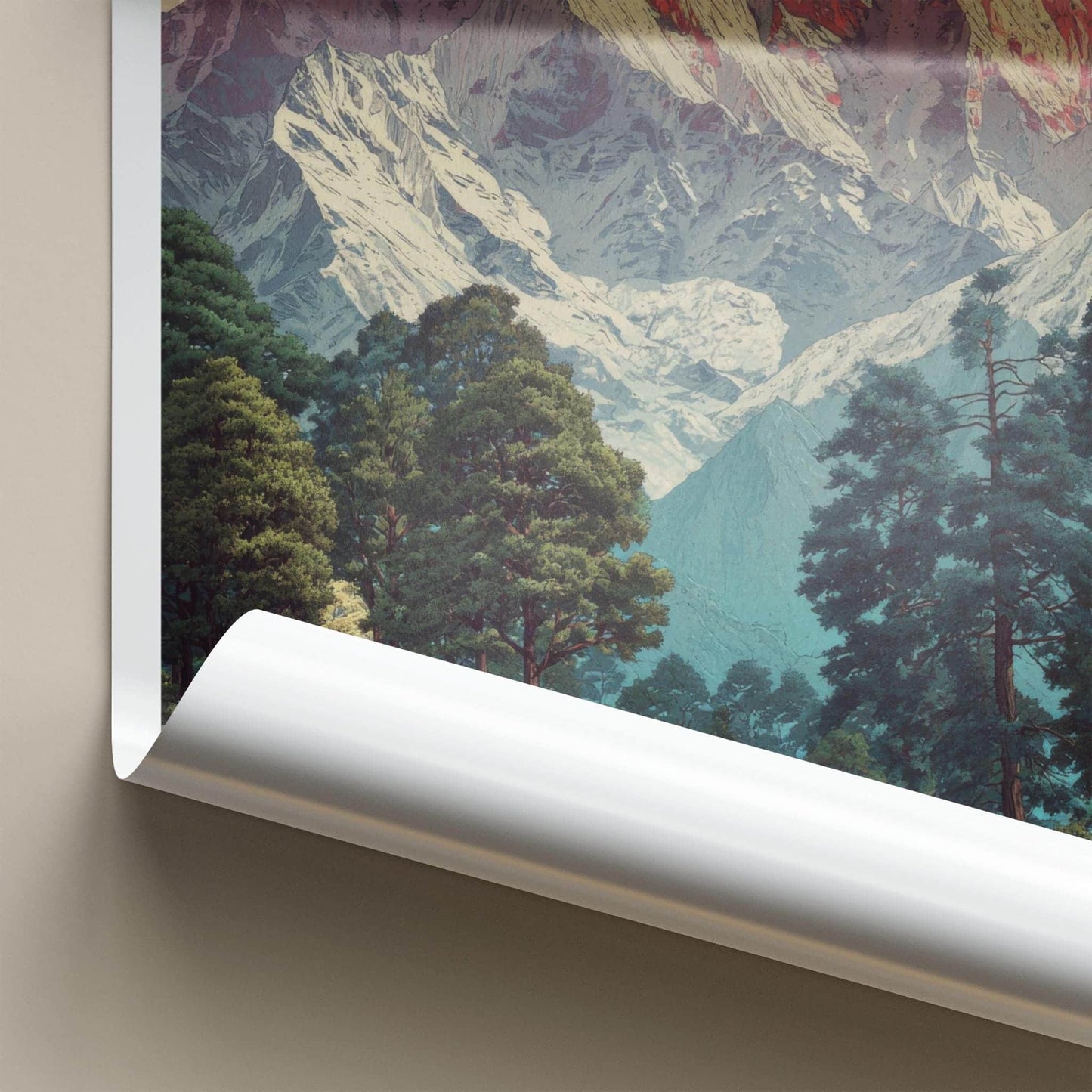 Auli Poster - India Travel Art - Snowy Mountain Forest Home Decor