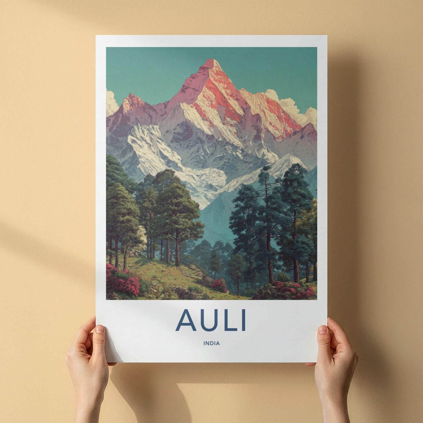 Auli Poster - India Travel Art - Snowy Mountain Forest Home Decor