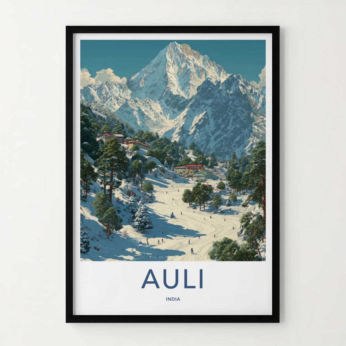 Auli Poster - India Travel Art - Uttarakhand Snowy Peaks Home Decor