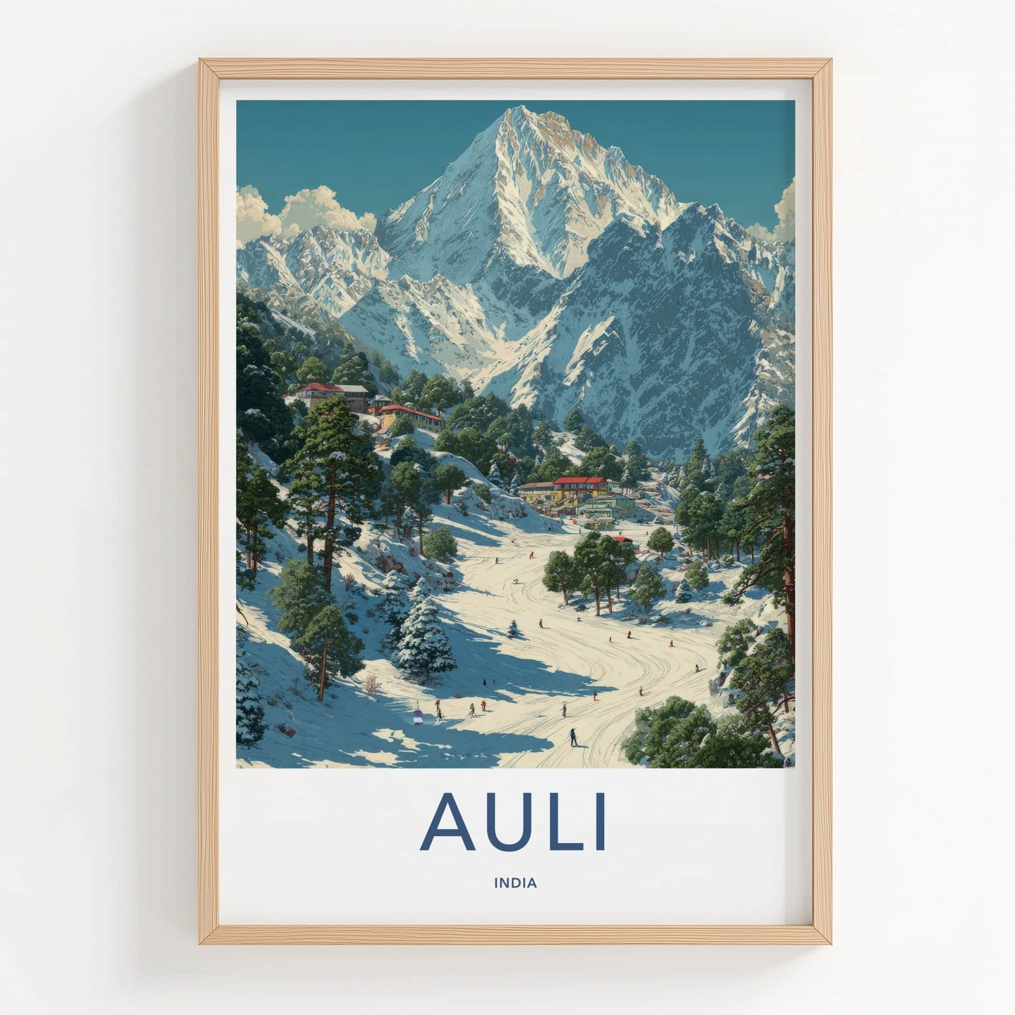 Auli Poster - India Travel Art - Uttarakhand Snowy Peaks Home Decor