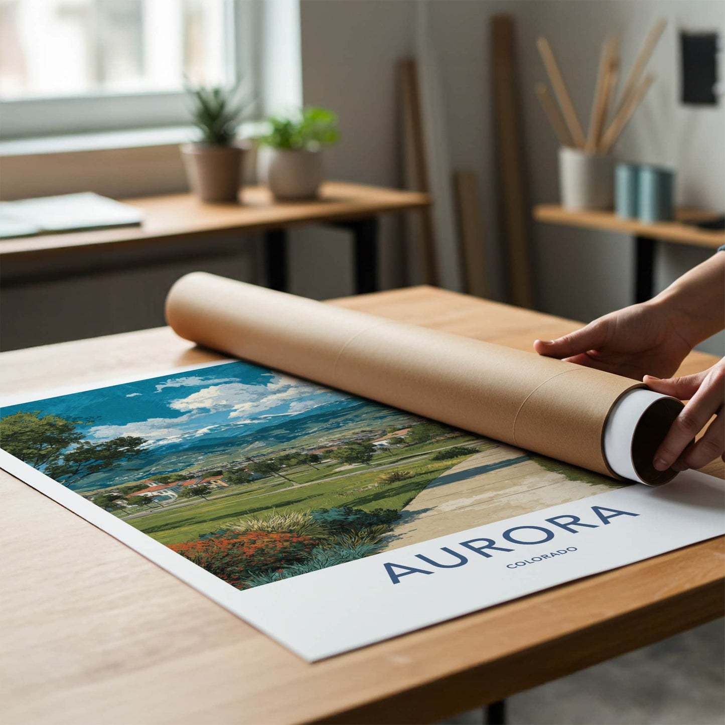 Aurora Poster - Colorado Travel Art - Mountain Town Park Gallery Art