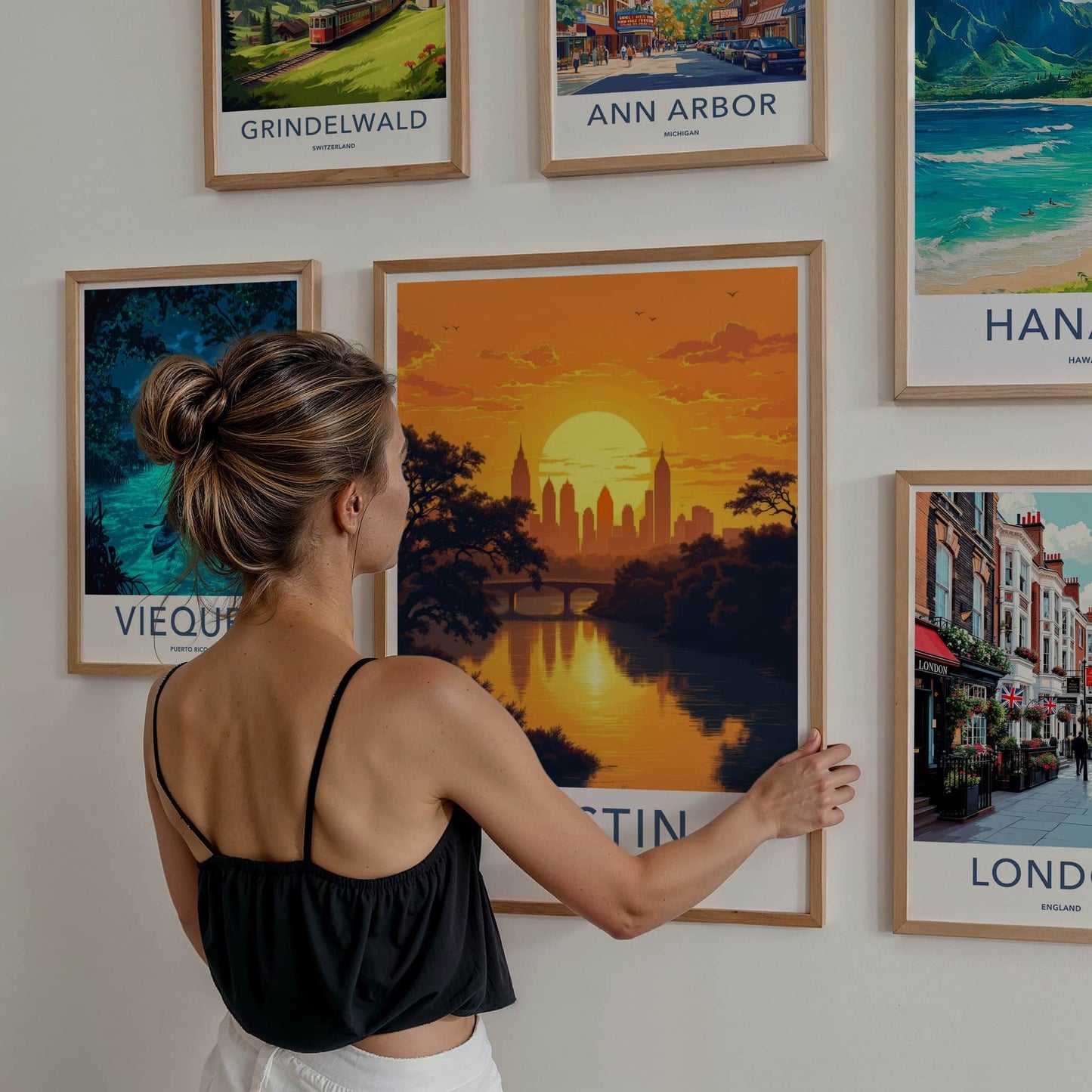 Austin Poster - Texas Art Print - Urban Sunset Skyline Wall Decor