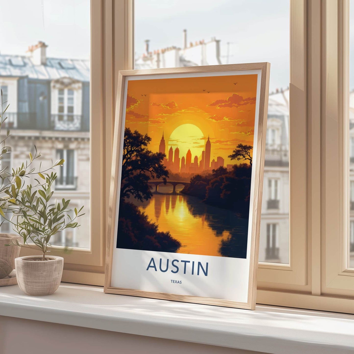 Austin Poster - Texas Art Print - Urban Sunset Skyline Wall Decor