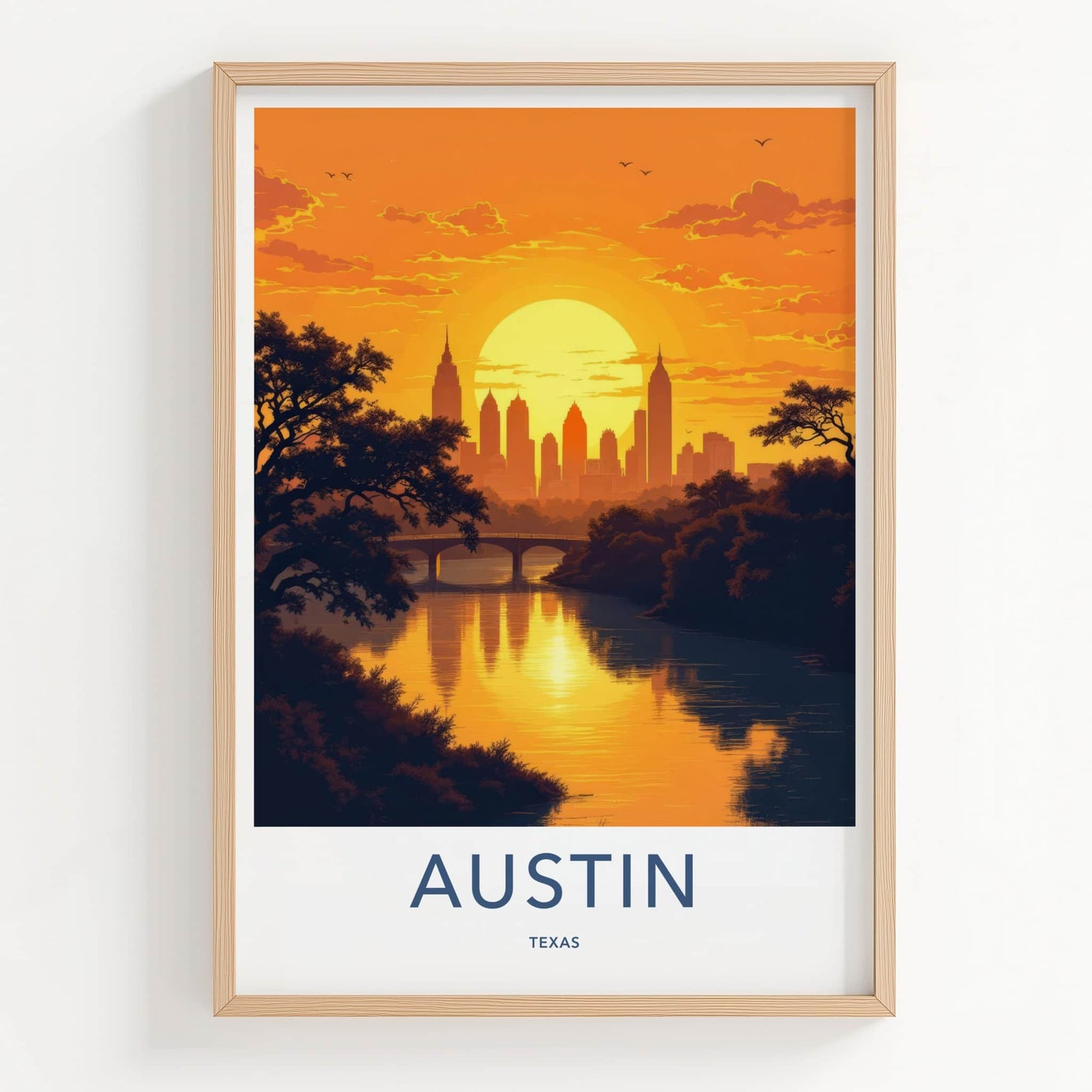 Austin Poster - Texas Art Print - Urban Sunset Skyline Wall Decor