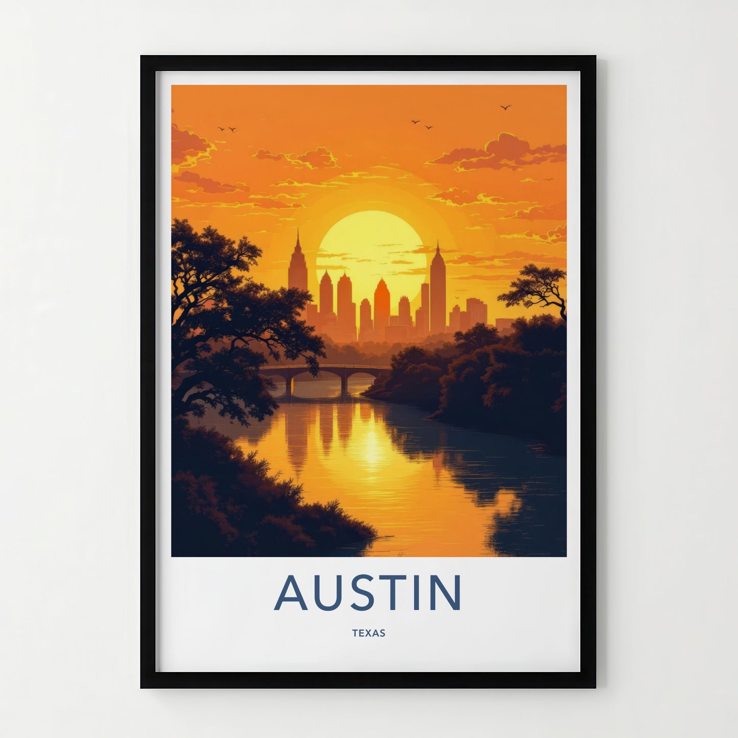 Austin Poster - Texas Art Print - Urban Sunset Skyline Wall Decor