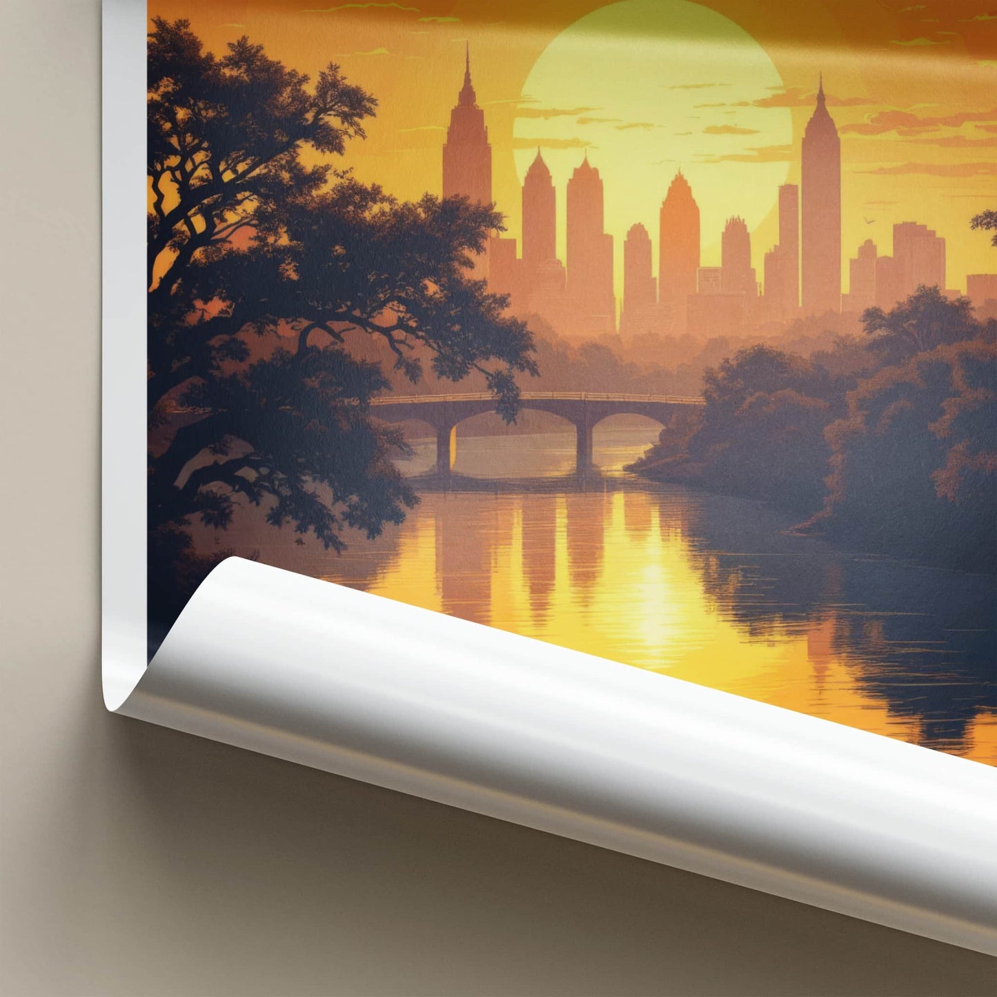 Austin Poster - Texas Art Print - Urban Sunset Skyline Wall Decor