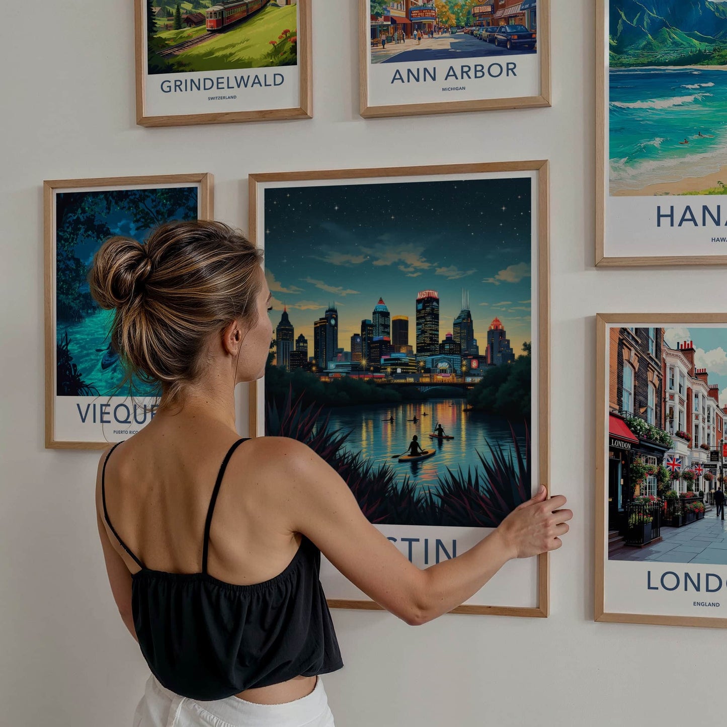 Austin Poster - Texas Framed Art - Skyline River Kayakers Gallery Art