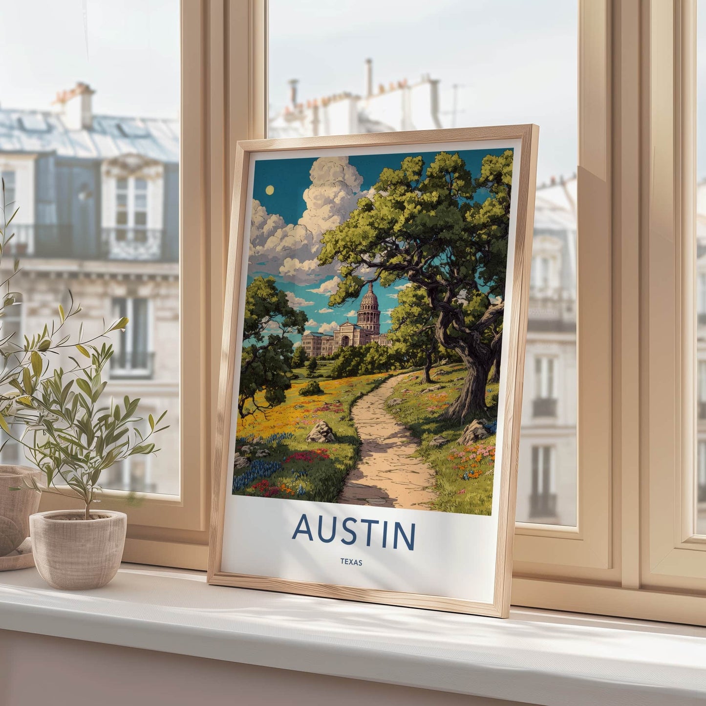 Austin Poster - Texas Travel Art - Capitol Building Path Wall Decor