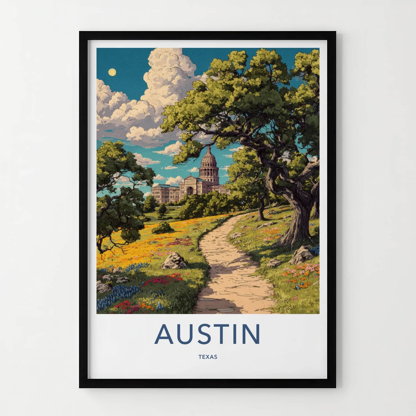 Austin Poster - Texas Travel Art - Capitol Building Path Wall Decor