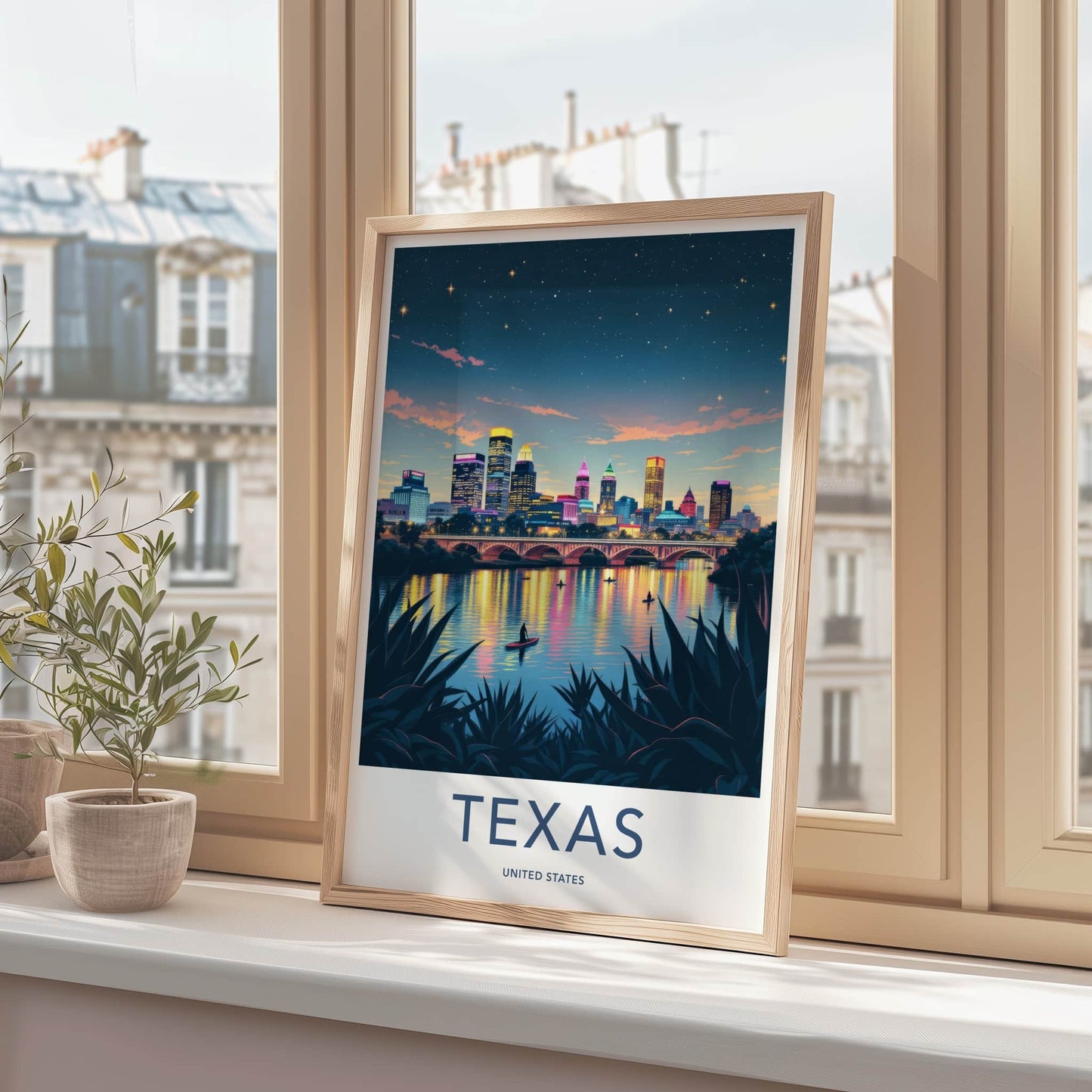 Austin Poster - Texas Travel Art - Vibrant River Skyline Home Decor