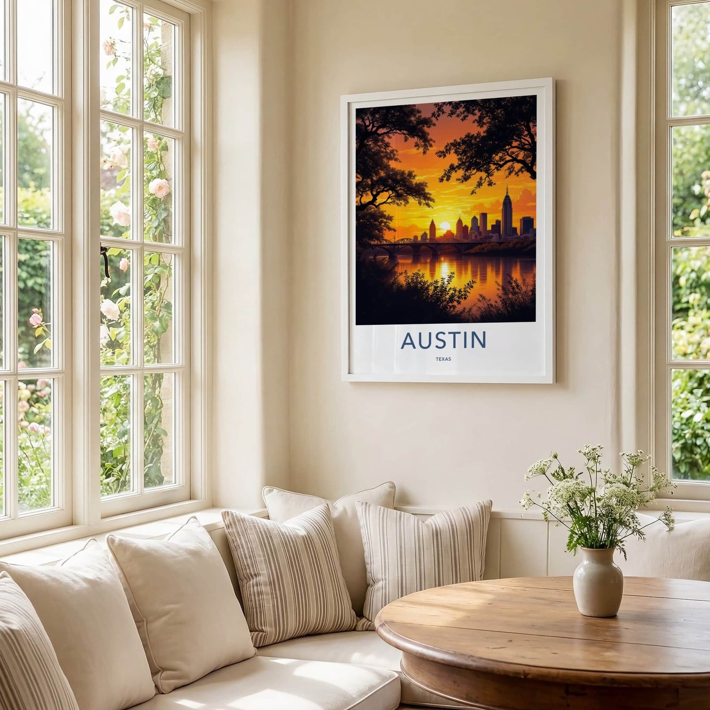 Austin Poster - Texas Wall Art - Reflecting Cityscape Vista Home Decor