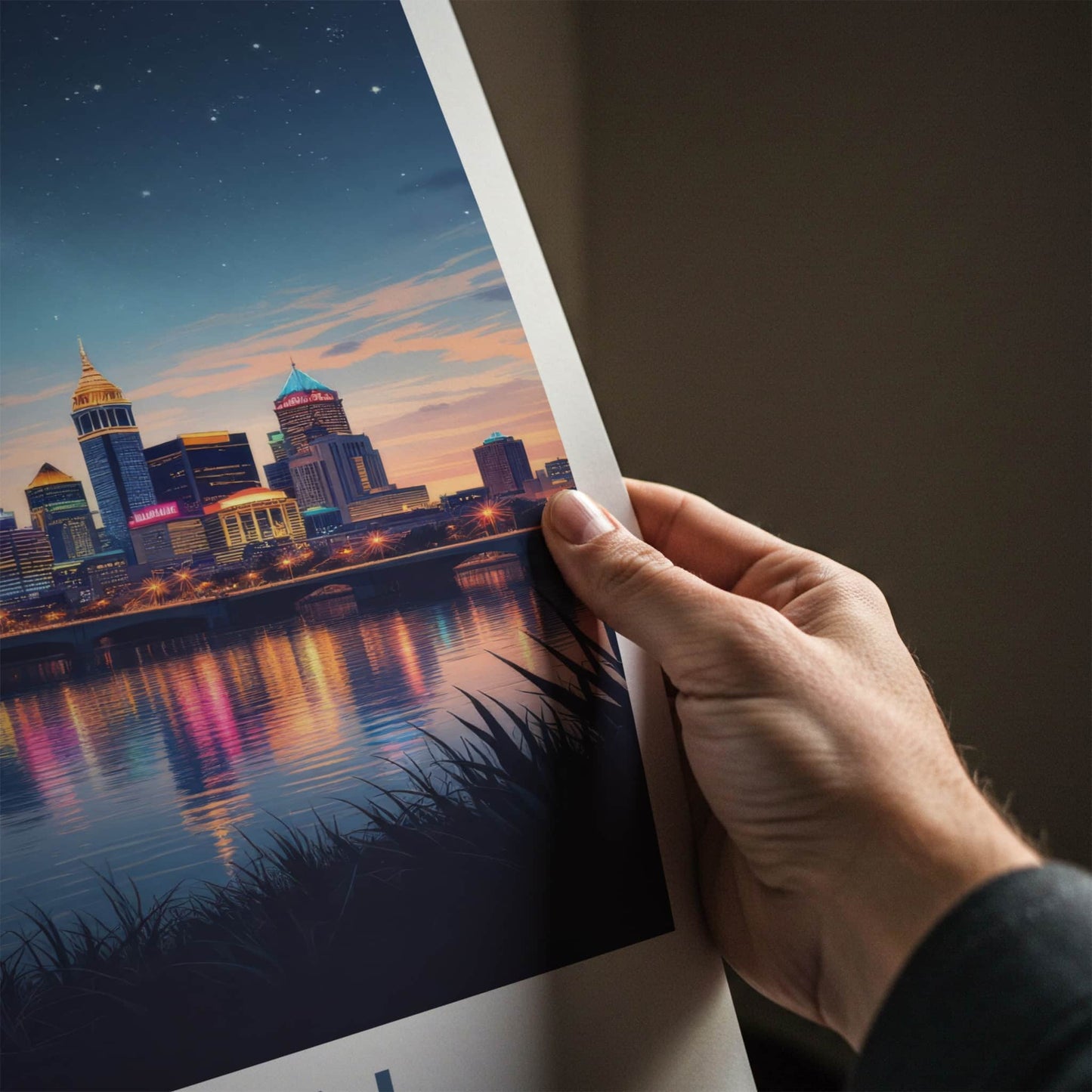 Austin Poster - Texas Wall Art - Starry City Reflections Home Decor