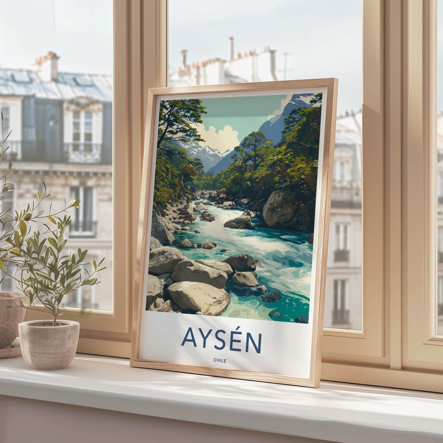 Aysen Poster - Chile Travel Print - Mountain River Flow Home Art