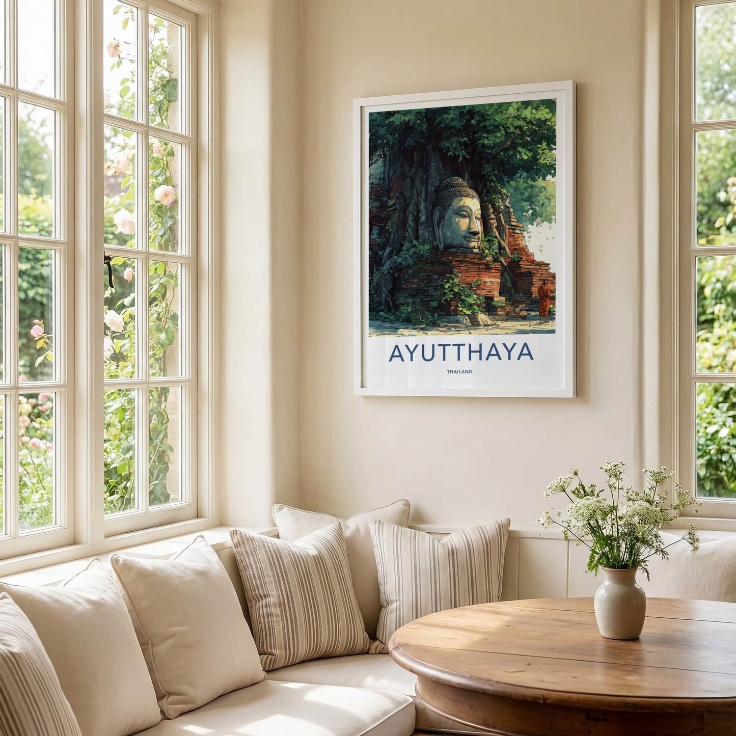 Ayutthaya Poster - Thailand Travel Art - Tree Buddha Head Wall Decor