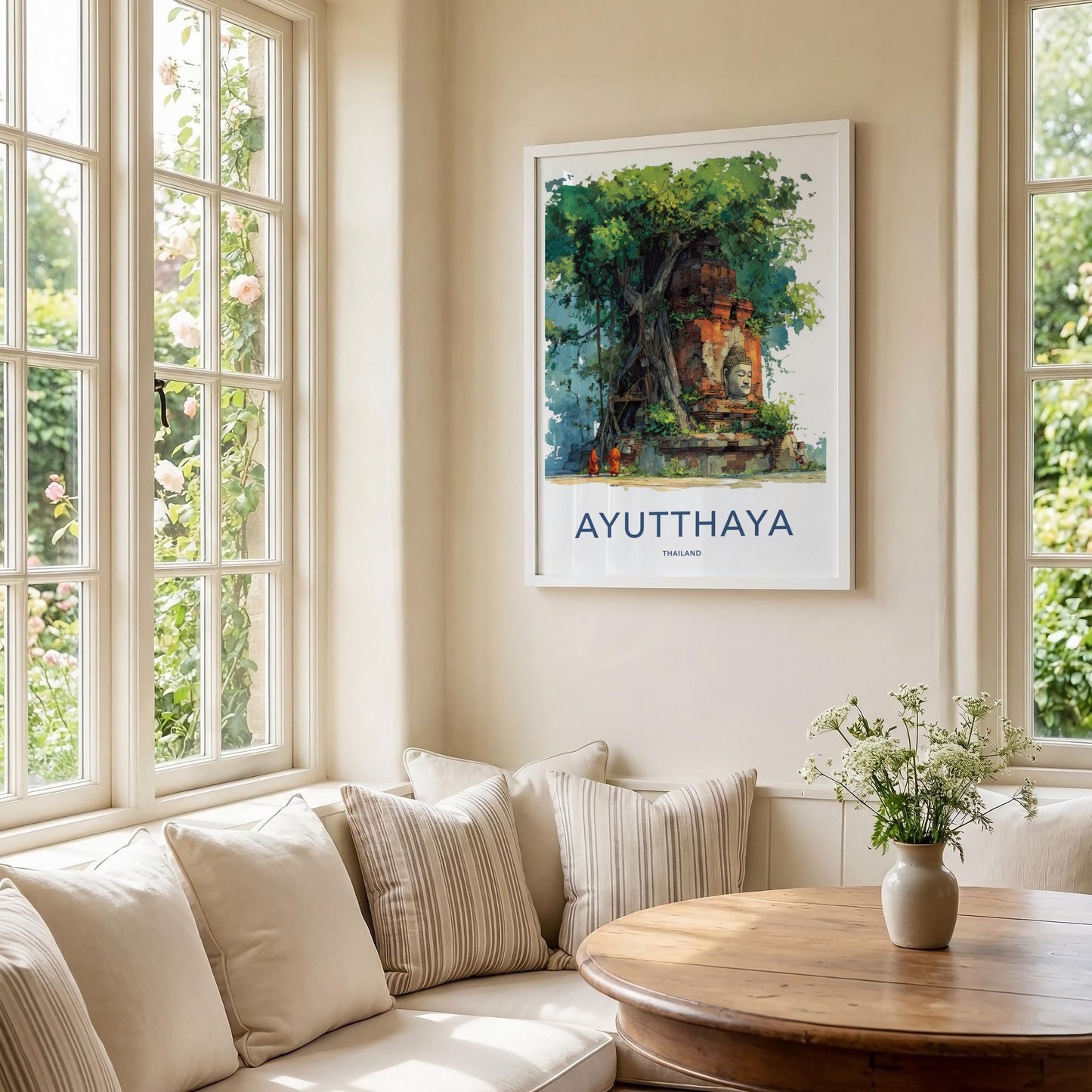 Ayutthaya Poster - Thailand Travel Print - Buddha Tree Roots Home Decor