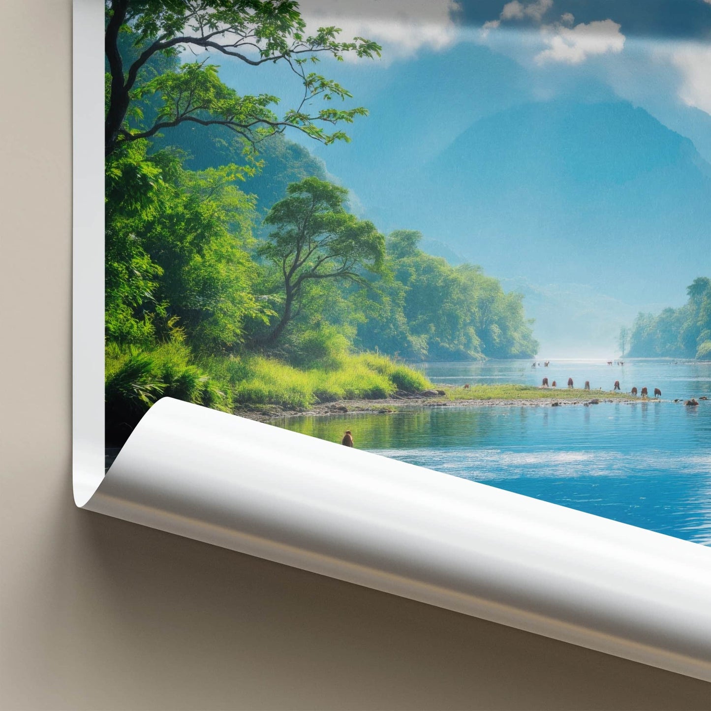 Khlong Saeng Poster - Thailand Travel Art - Misty Mountain River Home Decor