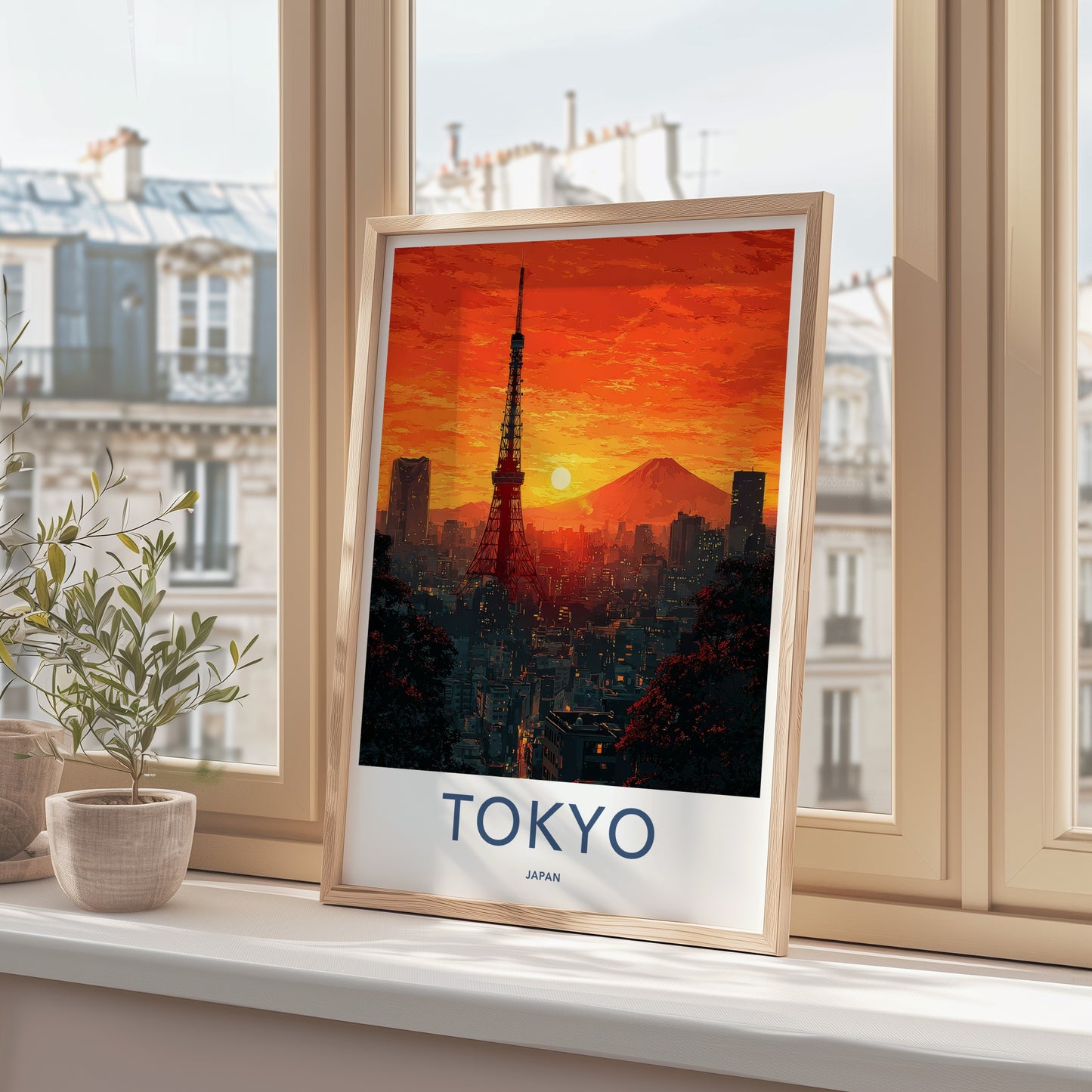 Tokyo Poster Japan Tower Cityscape Mount Fuji Travel Art