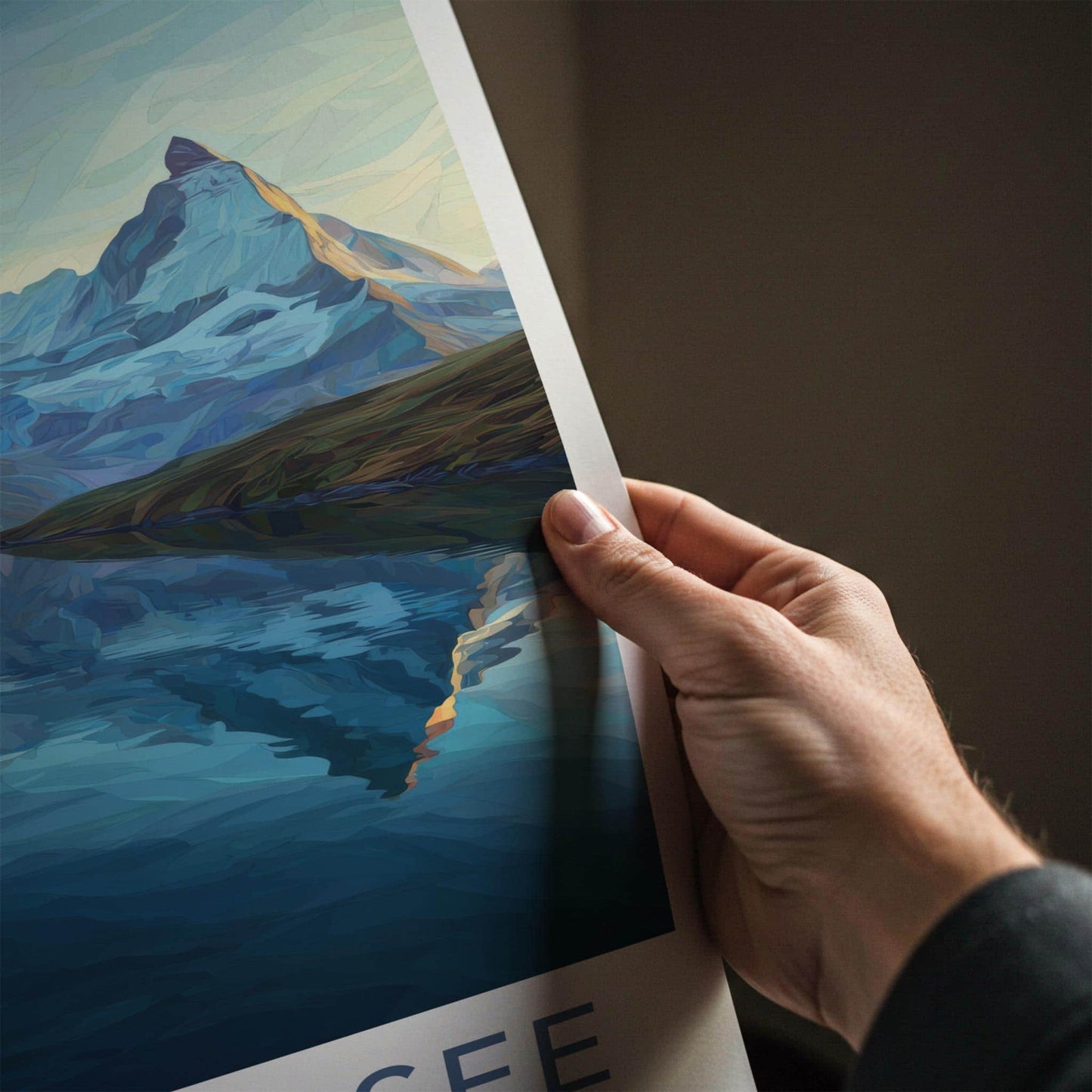 Bachalpsee Poster - Switzerland Travel Art - Alpine Lake Peak Wall Decor