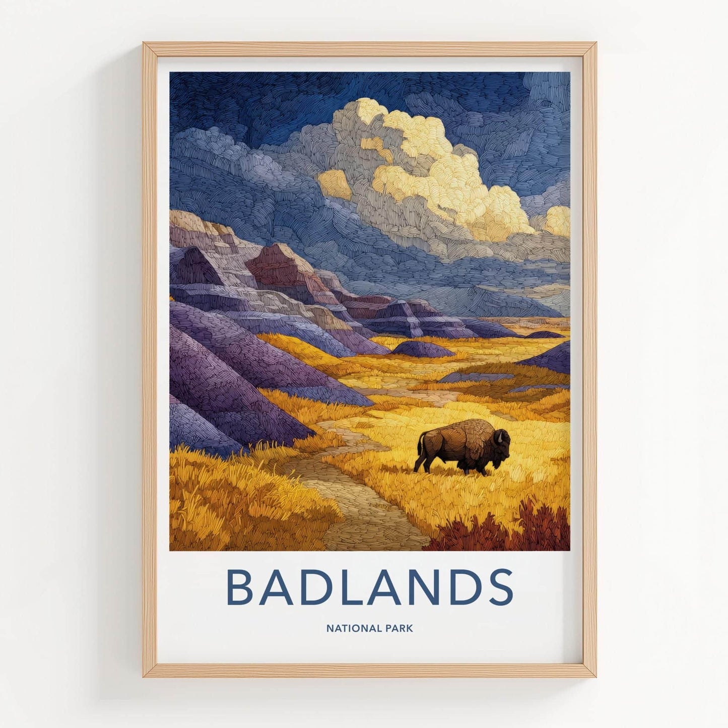 Badlands Poster - South Dakota Wall Art - Bison Landscape Home Decor
