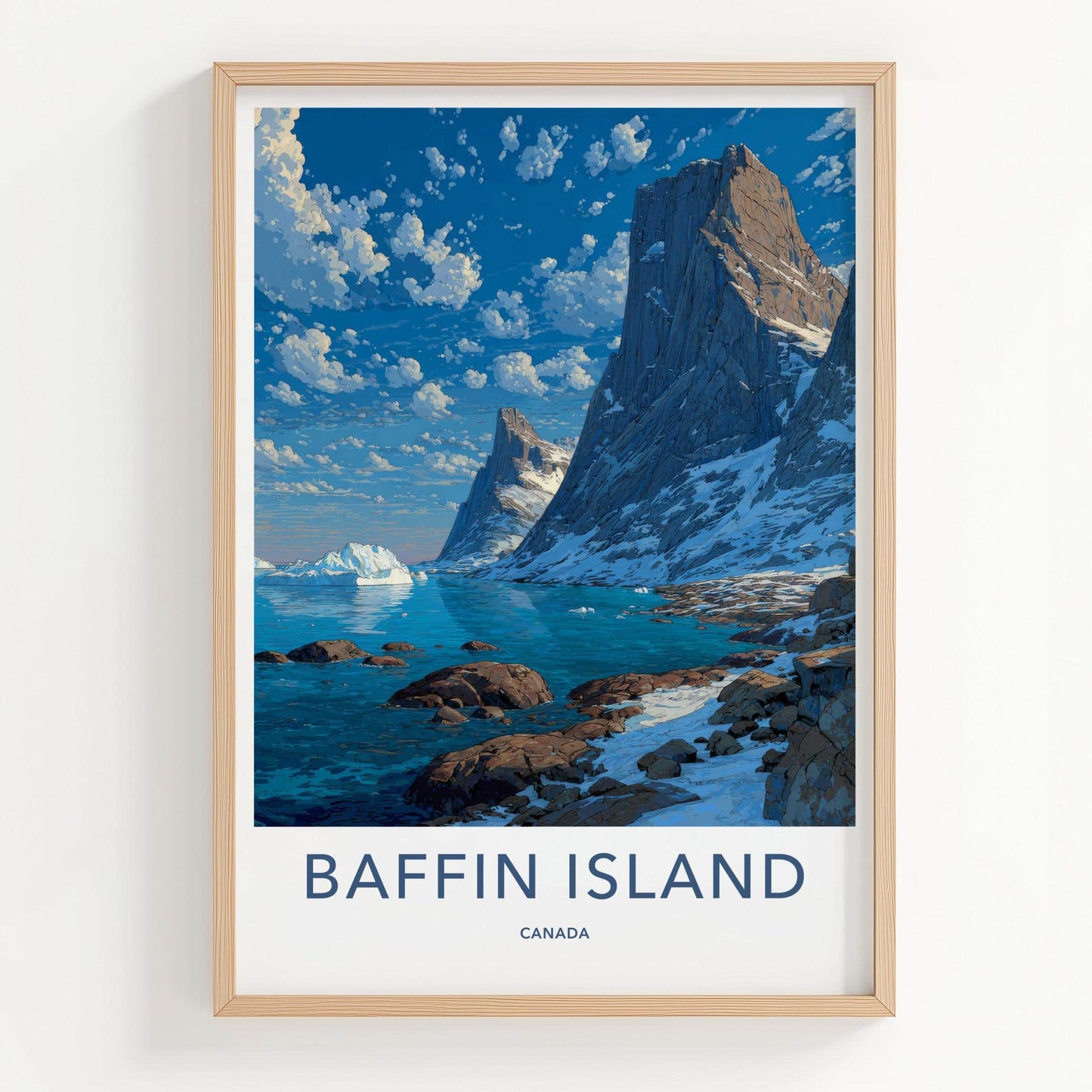 Baffin Island Poster - Canada Travel Art - Rugged Fjordscape Wall Decor