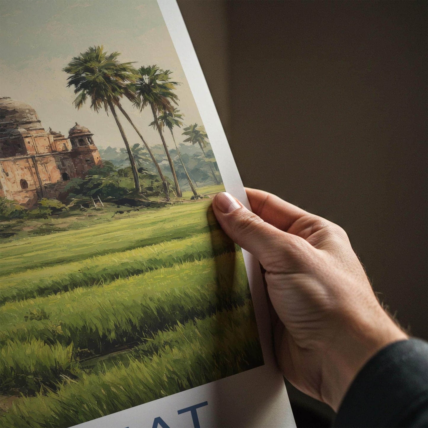 Bagerhat Poster - Bangladesh Travel Art - domed temple setting Home Decor