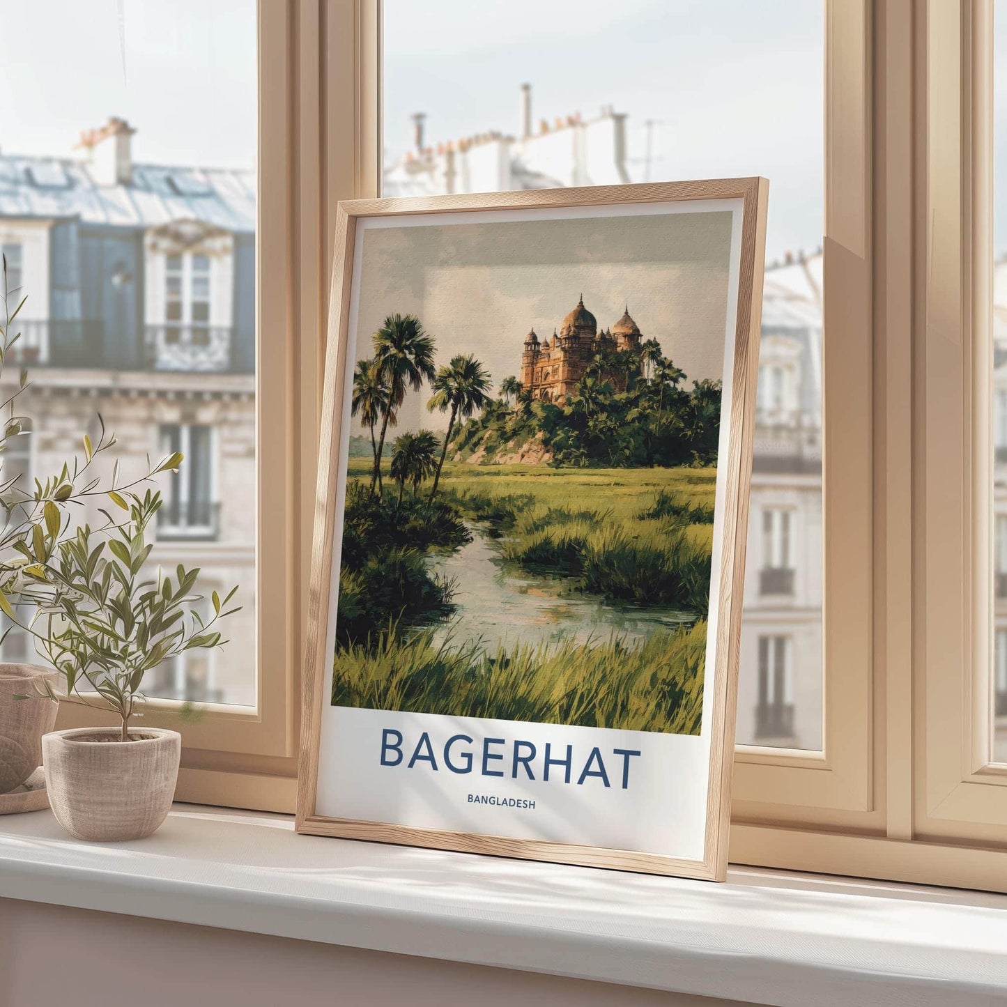 Bagerhat Poster - Bangladesh Travel Art - Historic Domes Riverside Home Decor