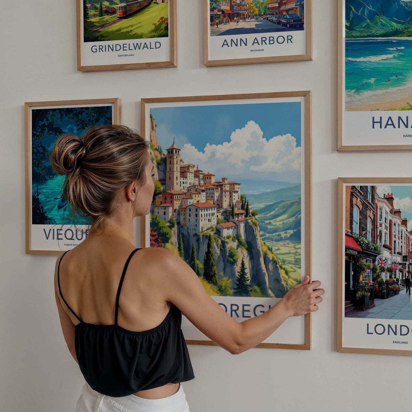 Bagnoregio Poster - Italy Travel Art - Cliffside Town View Home Decor