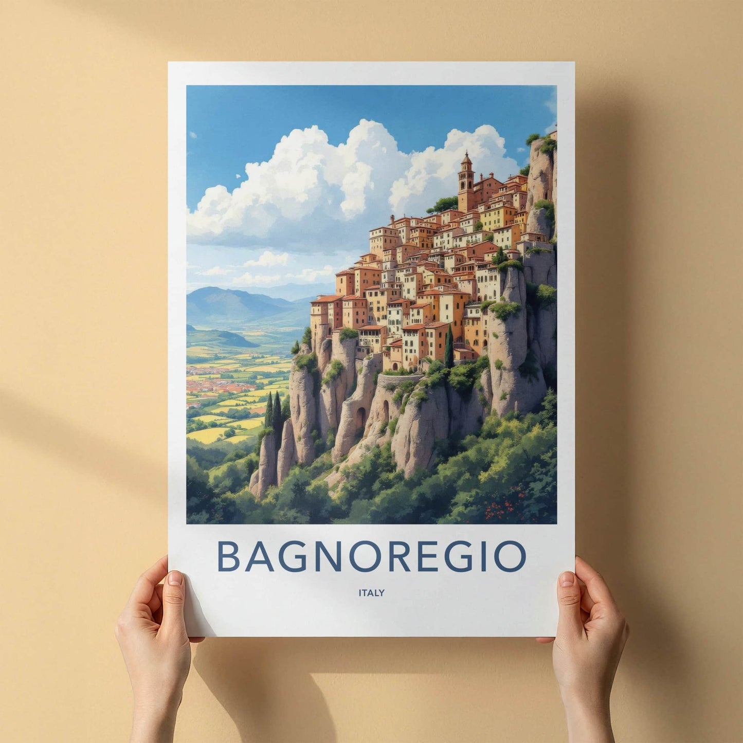 Bagnoregio Poster - Italy Travel Art - Historic Cliff Village Home Decor
