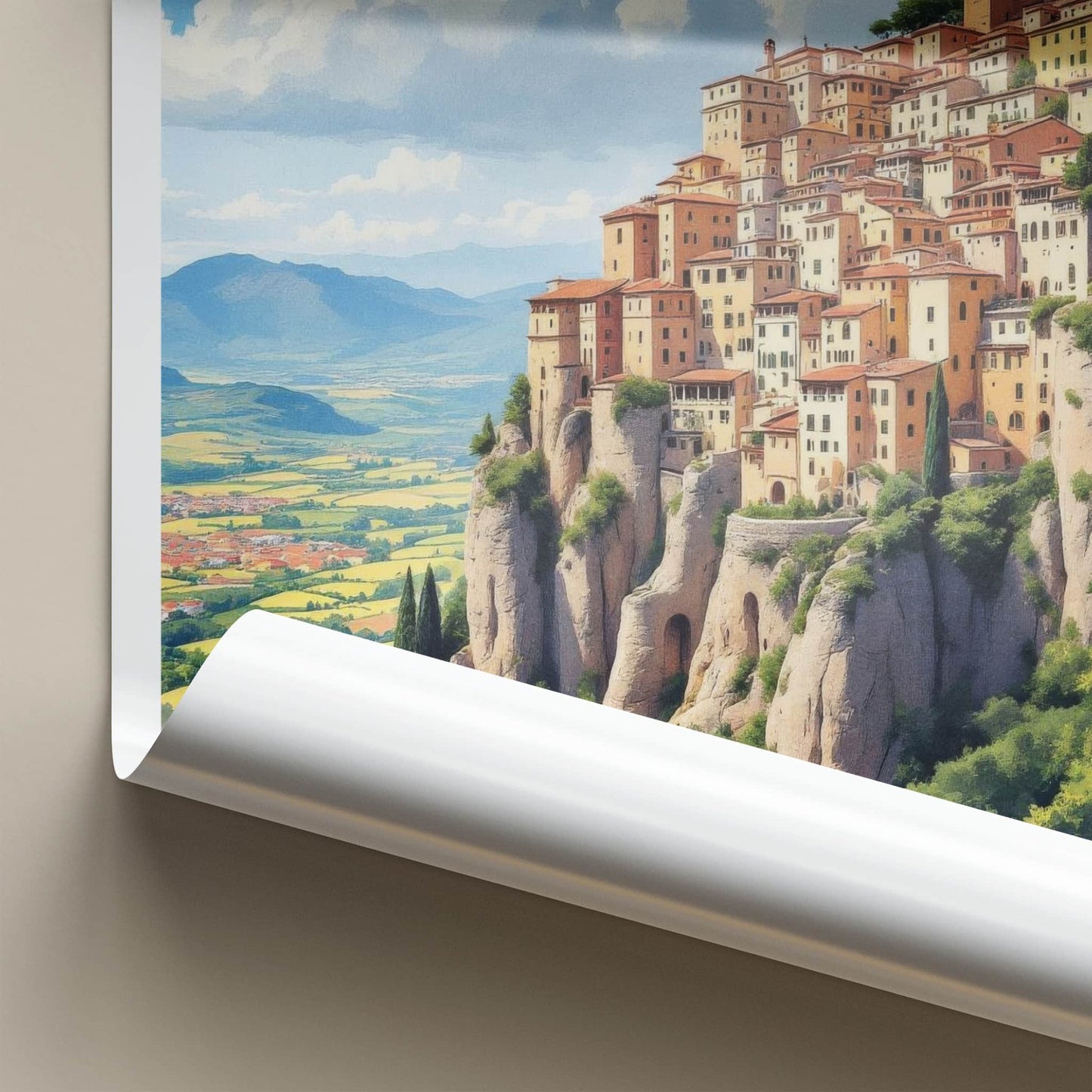 Bagnoregio Poster - Italy Travel Art - Historic Cliff Village Home Decor