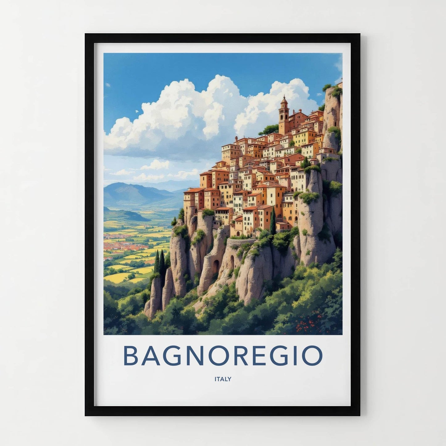 Bagnoregio Poster - Italy Travel Art - Historic Cliff Village Home Decor