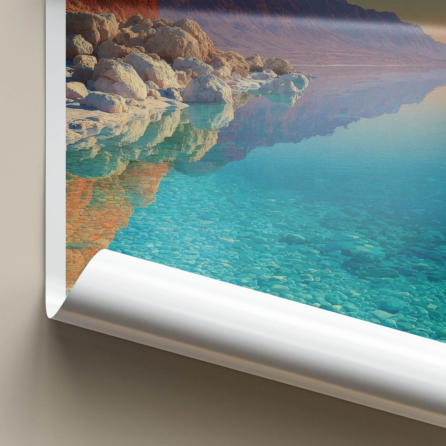 Bahr-Lut Poster - Palestine Wall Art - Clear Shoreline Reflection Home Decor