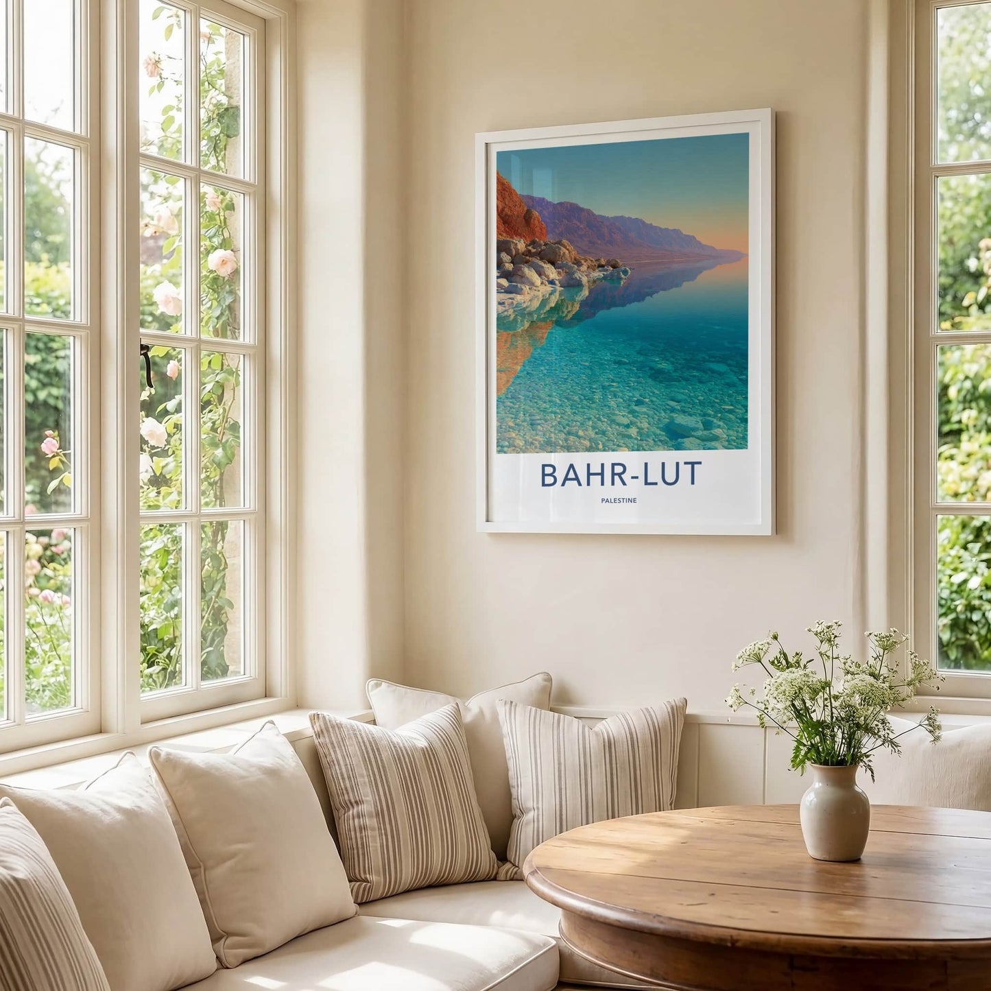 Bahr-Lut Poster - Palestine Wall Art - Clear Shoreline Reflection Home Decor