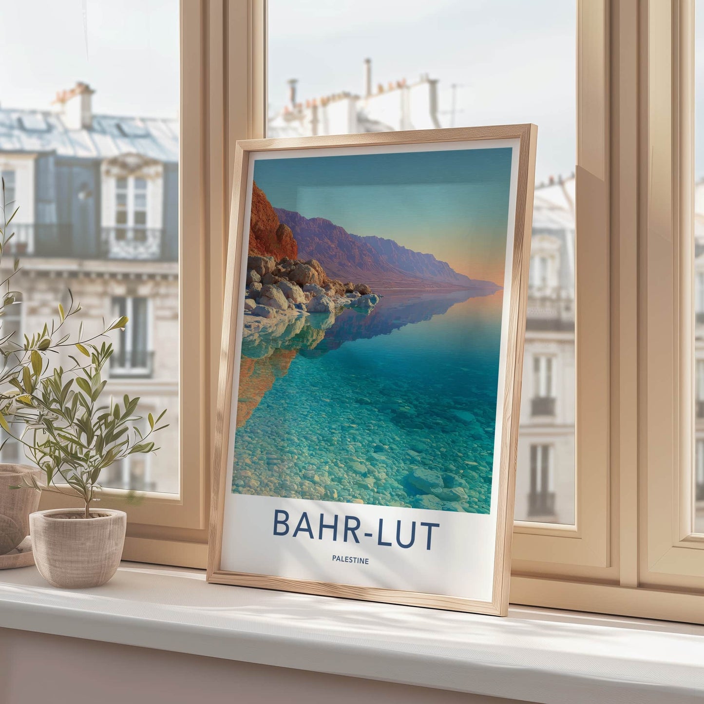 Bahr-Lut Poster - Palestine Wall Art - Clear Shoreline Reflection Home Decor