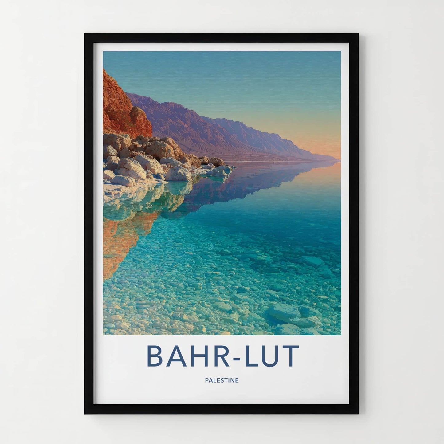 Bahr-Lut Poster - Palestine Wall Art - Clear Shoreline Reflection Home Decor